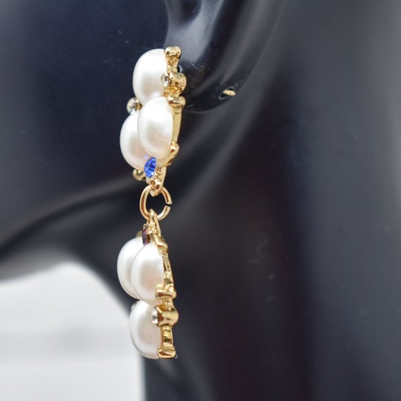 1.75" Drop Dangle Pearl Blue/Purple Earrings - Picture 9 of 12